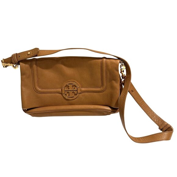 Tory Birch Amanda Crossbody Foldover Bag Tan Leather $425 [jb] - Picture 4 of 9